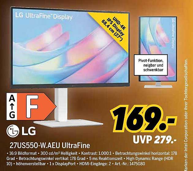 LG UltraFine Display 27US550-W.AEU - 68,4 cm (27 Zoll) 4K IPS Monitor
