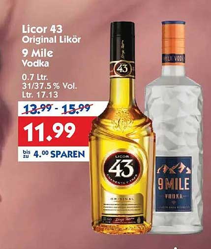 Licor 43 Original Likör und 9 Mile Vodka