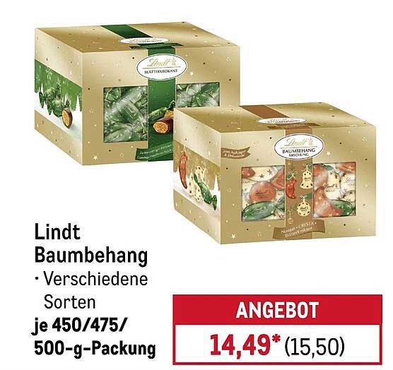 Lindt Baumschmuck - Verschiedene Sorten je 450/475/500-g-Packung