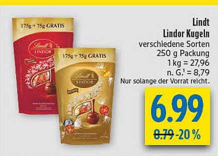 Lindt Lindor Kugeln 250g Packung – verschiedene Sorten