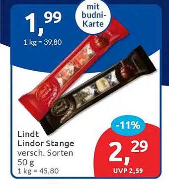 Lindt Lindor Stange - verschiedene Sorten 50 g