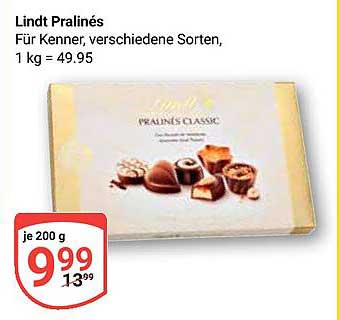 Lindt Pralinés für Kenner, verschiedene Sorten, 200 g
