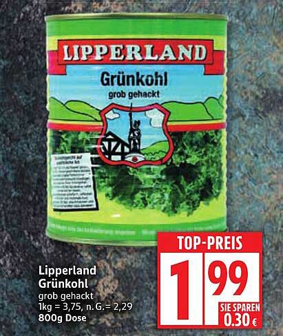 Lipperland Grünkohl grob gehackt 800g Dose