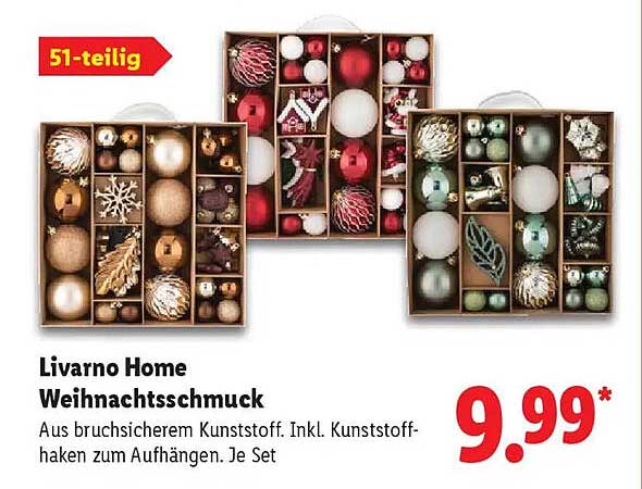 Livorno Home Weihnachtsbaum Schmuckset (51-teilig)