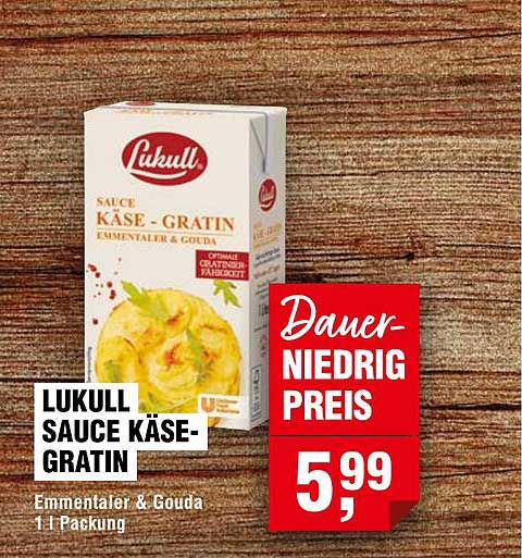 Lukull Sauce Käse-Gratin Emmentaler & Gouda 1 l Packung