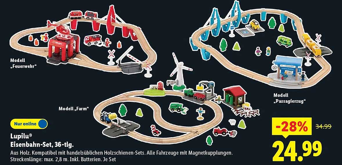 Lupilu® Eisenbahn-Set, 36-tlg.