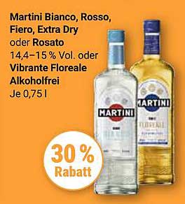 Martini Bianco, Rosso, Fiero, Extra Dry oder Rosato - 0,75 l mit 30% Rabatt