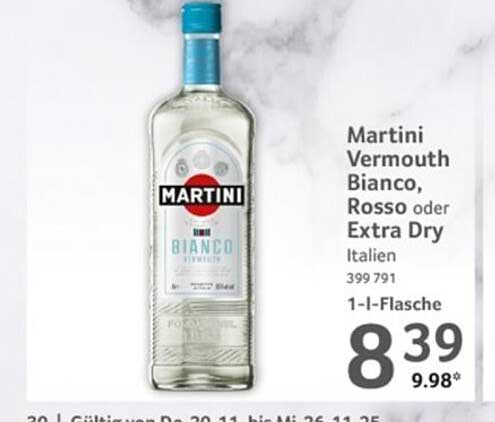Martini Vermouth Bianco, Rosso oder Extra Dry – 1-Liter-Flasche