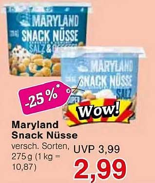 Maryland Snack Nüsse 275 g - vielseitiger Snack