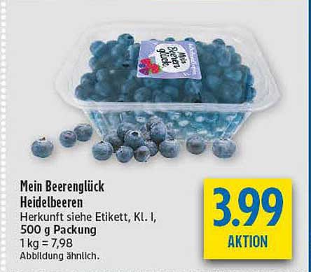 Mein Beeren Glück Heidelbeeren 500 g Packung