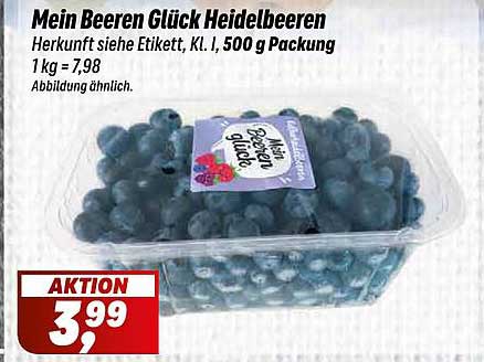 Mein Beeren Glück Heidelbeeren, 500 g Packung