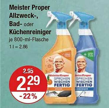 Meister Proper Allzweck-, Bad- oder Küchenreiniger je 800-ml-Flasche