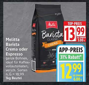 Melitta Barista Crema oder Espresso 1kg Beutel