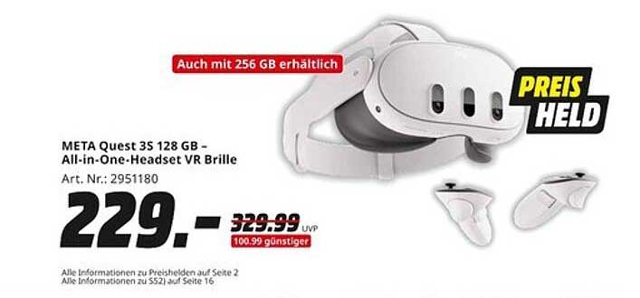 META Quest 3S 128 GB - All-in-One-Headset VR Brille