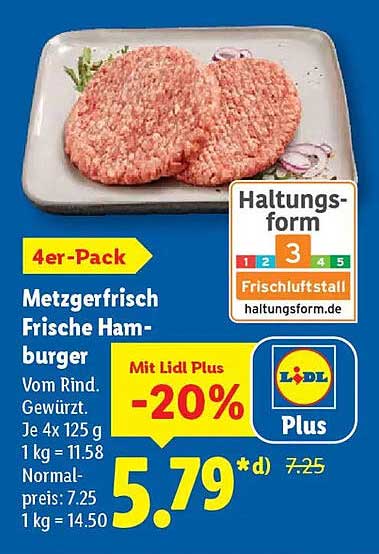 Metzgerfrisch Frische Hamburger 4er-Pack