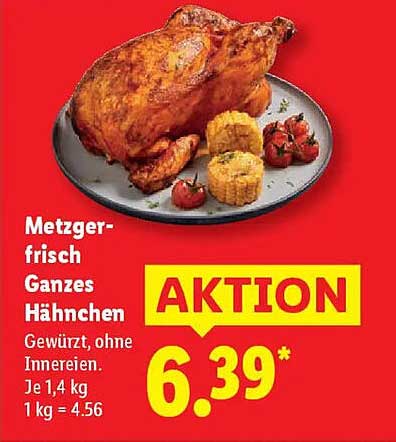 Metzgerfrisch Ganzes Hähnchen - Gewürzt, ohne Innereien