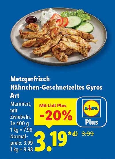 Metzgerfrisch Hähnchen-Geschnetztes Gyros Art
