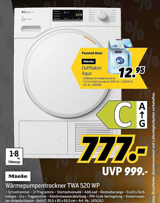 Miele Wärmepumpentrockner TWA 520 WP
