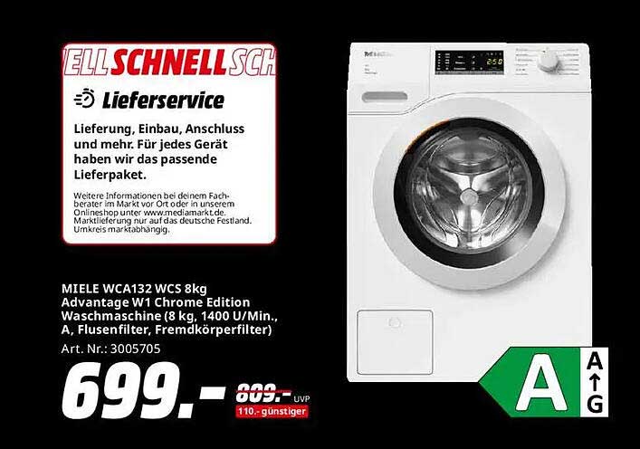 MIELE WCA132 WCS 8kg Advantage W1 Chrome Edition Waschmaschine