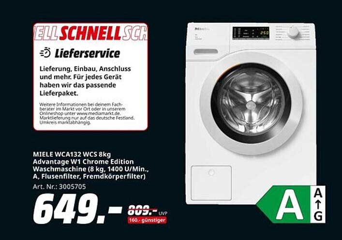 MIELE WCA132 WCS 8kg Advantage W1 Chrome Edition Waschmaschine