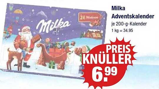 Milka Adventskalender je 200-g-Kalender