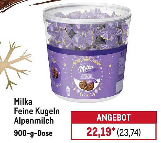 Milka Feine Kugeln Alpenmilch 900-g-Dose