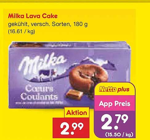 Milka Lava Cake, gekühlt, versch. Sorten, 180 g