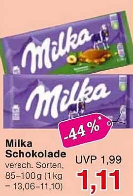 Milka Schokolade versch. Sorten, 85–100 g