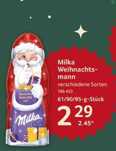 Milka Weihnachtsmann verschiedene Sorten