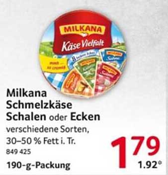 Milkana Schmelzkäse Schalen oder Ecken - verschiedene Sorten