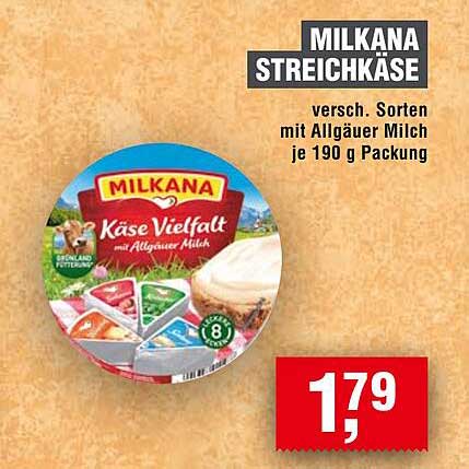 MILKANA STREICHKÄSE - Verschiedene Sorten mit Allgäuer Milch je 190 g Packung