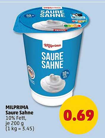 Milprima Saure Sahne 10% Fett, je 200 g