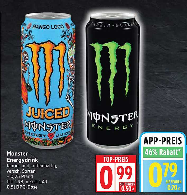Monster Energydrink Juiced Mango Loco und Monster Energy