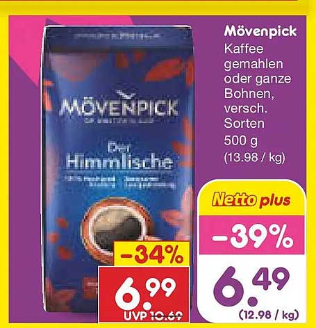 Mövenpick Kaffee gemahlen oder ganze Bohnen, 500 g