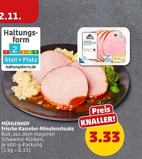 MÜHLENHOF Frische Kasseler-Minutensteaks, je 400-g-Packung