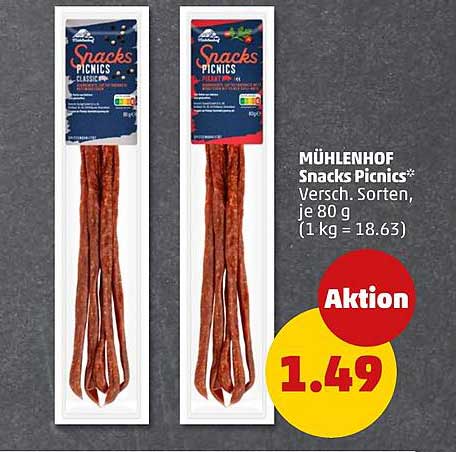 MÜHLENHOF Snacks Picnics – Verschiedene Sorten, je 80 g