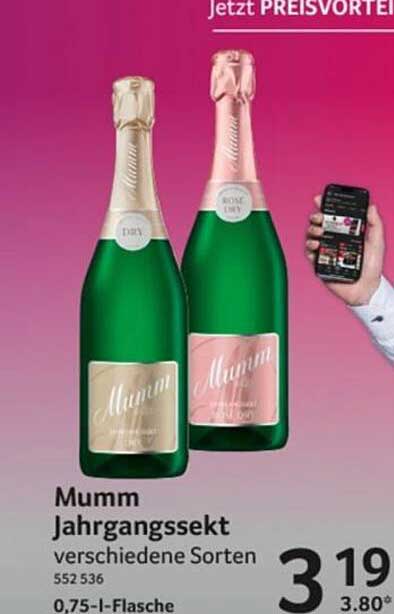 Mumm Jahrgangsekt verschiedene Sorten