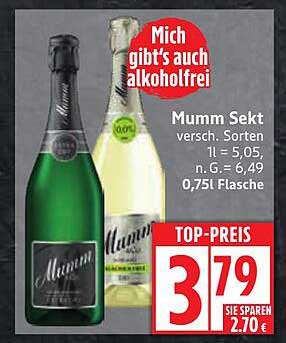 Mumm Sekt, verschiedene Sorten, 0,75l Flasche