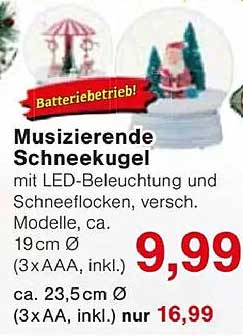 Musizierende Schneekugel mit LED-Beleuchtung