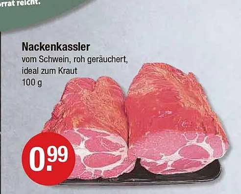 Nacken Kassler vom Schwein, roh geräuchert, ideal zum Kraut