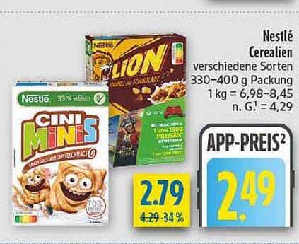 Nestlé Cerealien – Verschiedene Sorten 330-400 g Packung