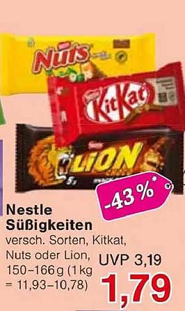 Nestlé Süßigkeiten - KitKat, Nuts oder Lion