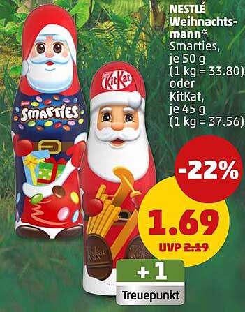 NESTLÉ Weihnachtsmann - Smarties oder KitKat