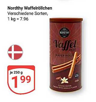 Nordthy Waffelröllchen, verschiedene Sorten