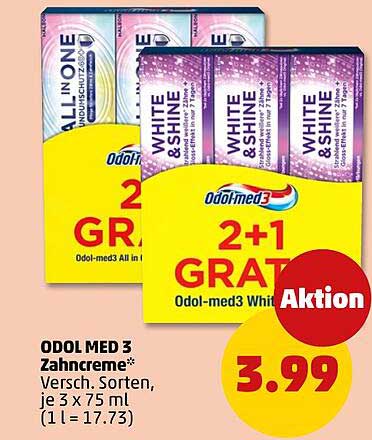 ODOL MED 3 Zahnpasta 2+1 GRATIS Aktion