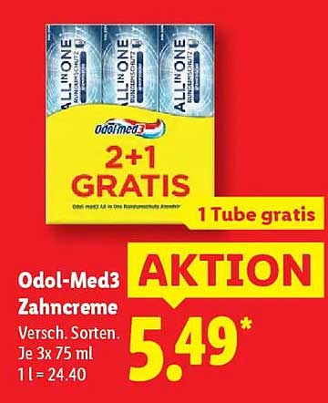 Odol-Med3 Zahnpasta 3x75ml - 2+1 GRATIS