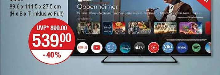 Oppenheimer Smart TV 89,6 cm (35 Zoll) – Sparen Sie 40%! 