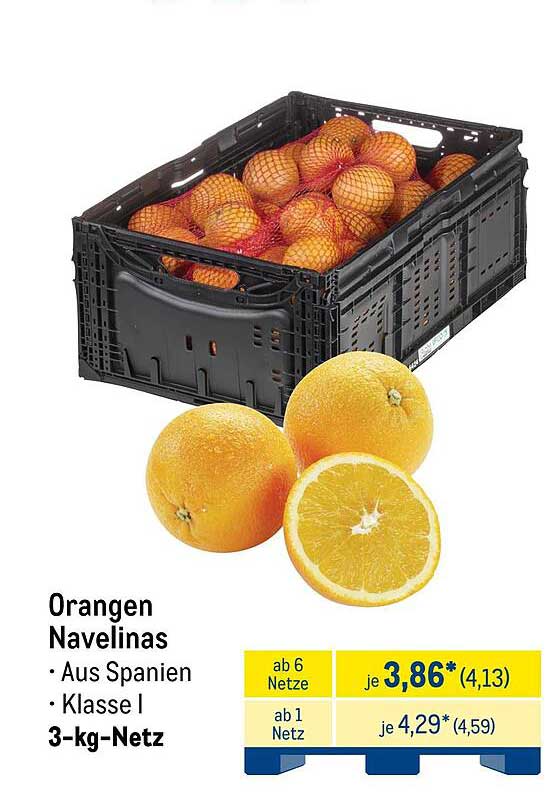 Orangen Navelinas aus Spanien – 3-kg-Netz