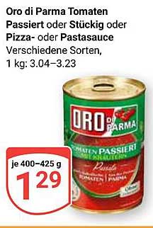 Oro di Parma Tomaten Passiert oder Stückig, Pizza- oder Pastasauce, 1 kg