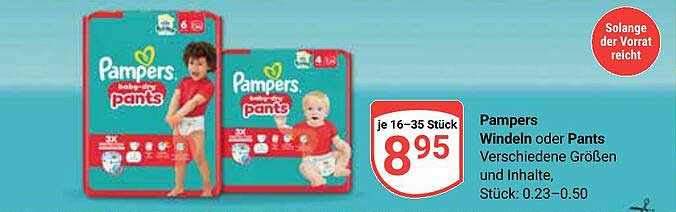 Pampers Windeln oder Pants - 8,95 je 16-35 Stück